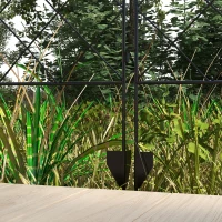 Outsunny Lote de 7 vallas de jardín decorativas de metal con ornamentos - 344x110 cm Negro(m-5)