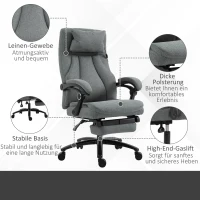 Vinsetto Sedia da Ufficio Massaggiante, Poltrona Direzionale Regolabile in Altezza, Sedia Gaming con Funzione Massaggiante, Sedia Girevole Ergonomica, Poltrona Massaggiante, Tessuto Effetto Lino, 64 x 74 x 109-117 cm, Grigio(m-4)