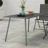 Outsunny Gartentisch für 6 Personen mit Lattenrostplatte für Garten, Terrasse, Balkon, 150 x 80 x 74 cm, grau(m-4)