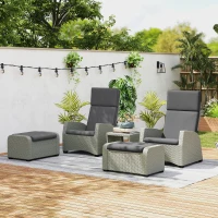 Outsunny 5-Piece Rattan Garden Furniture Set with Cushions - Charcoal Grey(m-9)