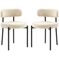 HOMCOM Set von 2 Esszimmerstühlen mit Stoffrücken und Stahlbeinen 51 x 51 x 76 cm beige schwarz