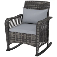 Outsunny Rattan Rocking Chair - Light Grey(m-10)