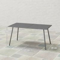 Outsunny Gartentisch für 6 Personen mit Lattenrostplatte für Garten, Terrasse, Balkon, 150 x 80 x 74 cm, grau(m-3)