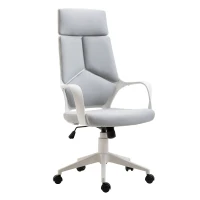 HOMCOM Chaise de Bureau avec Fonction Bascule, Fauteuil Président en Tissu Réglable et Pivotant, 63x63x117-127 cm, Gris(m-5)