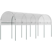 Outsunny Serra da Giardino, Serra per Pomodori con 5 Archi in Acciaio, Copertura in PE, 4 x 1.20 x 1.70 m, Bianco(m-5)