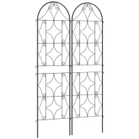 Outsunny Support per Piante Rampicanti con Motivo, Set di 2 Tralicci da Giardino per Viti, Fiori, Verdure, in Metallo, 50 x 180 cm, Nero(m-1)