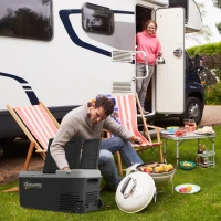 Outsunny Frigorifero Portatile con 2 Zone, Congelatore e Frigorifero, 27 L, 12/24 V DC e 100-240V AC, fino a -20°C, Nero(m-2)