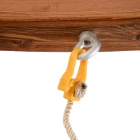 Outsunny Hamac con soporte de madera hamaca con soporte exterior 4 cuerdas de seguridad carga 120 kg Madera Natural y Blanco(m-5)