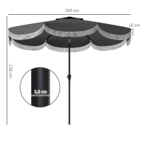 Outsunny Parasol Ø269 cm, Protection UV Parasol octogonal Parasol de balcon Protection solaire pour jardin, Gris foncé(m-3)