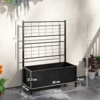 Outsunny Jardinera elevada para el jardín con enrejado, acero galvanizado con motivo en diamante, 90x40x120 cm, Negro(m-3)