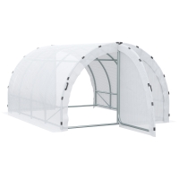 Outsunny Serra da Giardino a Tunnel con Area 12 m², Struttura Tubolare Rinforzata 25 mm, Doppia Porta con Maniglie, 4L x 3l x 2H m, Bianco