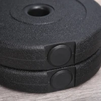 HOMCOM Set de Pesas Cortas Total 20 Kg - Pesas Ajustables - Barras incluidas - Entrenamiento Muscular & Halterofilia - Acero HDPE Negro(m-4)