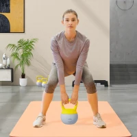 SPORTNOW Kettlebell 10kg Hantel mit rutschfester Griff für Fitness- und Krafttraining, Grau und Gelb(m-2)