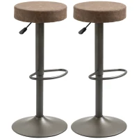 HOMCOM Set 2 Barhocker, drehbar mit Fußstütze und Höhenverstellung, 35x36x64-85cm, Braun(m-1)