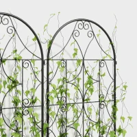 Outsunny Soporte para plantas trepadoras con motivo, pack de 2, enrejado de jardín para vid flores hortalizas metal 50x150 cm Negro(m-4)