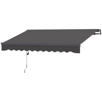 Outsunny Parasol à bras articulé avec manivelle électrique réglable en hauteur Gelenkarmmarkise 300 cm de large Gris foncé