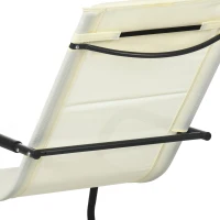 Outsunny Set de 2 Tumbonas Mecedoras con Reposacabezas y Reposabrazos, 67x144x87 cm, Gris y Beige(m-3)
