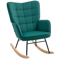 HOMCOM Sillón Mecedora rocking chair revestimiento en terciopelo estructura en acero 71x98x101 cm Verde