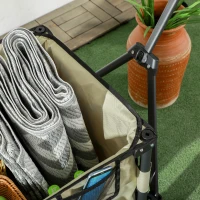 Outsunny Chariot de Jardin Pliable de 78L en Acier, tissu Oxford et Plastique, 105x52x70-110 cm, couleur Kaki(m-3)