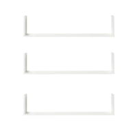 HOMCOM Set aus 3 schwebenden Wandregalen - Maße 80L x 18B x 18H cm - inklusive komplettem Befestigungskit - MDF-Holzmaserung in Weiß