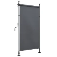 Outsunny Tenda manuale retrattile autonoma lunghezza regolabile manovella montaggio senza foratura metallo alluminio poliestere grigio scuro(m-1)