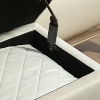 HOMCOM Panca contenitore cassapanca tessuto effetto velluto piedi in legno carico max. 120 kg 80 x 35 x 40 cm, crema(m-3)