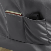 HOMCOM Moderner Sessel mit Fußhocker und 2 Seitentaschen, aus samtartigem Stoff und Stahl, 80x78x100 cm, Grau(m-3)