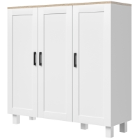 HOMCOM Wohnzimmer-Sideboard Buffetschrank mit 3 Türen und Verstellbaren Regalen für Küche Esszimmer Nordischer Stil 90x30x90 cm Weiß