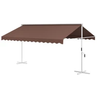 Outsunny Tenda da sole autoportante inclinabile con manovella, 4,5x3,4 m, Marrone(m-1)