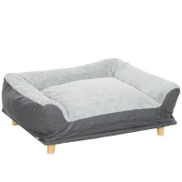 PawHut Sofá para perro sillón perro funda extraíble funda extraíble y lavable patas de madera de pino 100x70x30 cm Gris(m-1)
