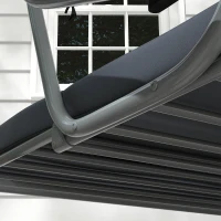 Outsunny Dondolo da Giardino 3 Posti Convertibile in Letto con Tetto Inclinabile e 2 Tavoli Supporto, Metallo, 2L x 1.2l x 1.64H m, Grigio(m-3)