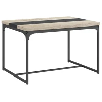 HOMCOM Mesa de comedor para 6 personas estilo industrial en metal Negro y madera 120x89x75,5 cm(m-1)