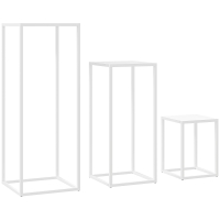 Outsunny Set de 3 soportes para plantas cuadrados de metal apilables interiores y exteriores, para jardín, balcón, casa, Blanco