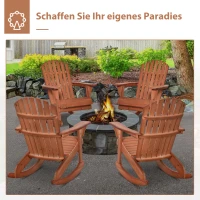 Outsunny Chaise de Jardin Adirondack Chaise Berçante Rocking Chair Mobilier de Jardin Chaise de Balcon Naturel 77 x 94 x 97 cm(m-4)