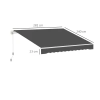 Outsunny Ersatzmarkise Markise gewellter Volant hochdichtes Polyester 280 g/m² UV-Schutz 2,82 x 2,4 m grau(m-3)