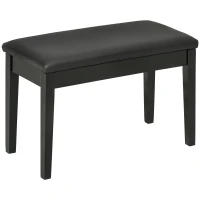 HOMCOM Banco para piano con asiento acolchado patas de madera maciza revestimiento sintético 75x35x49 Negro(m-1)