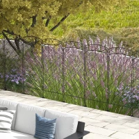Outsunny Set 7 recinzioni decorative in metallo, 344x110 cm, Nero(m-2)