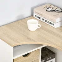 HOMCOM Scrivania Angolare per Computer con Cassetti in Legno Effetto Rovere Chiaro Bianco(m-3)