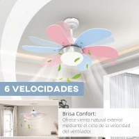HOMCOM Ventilador de Techo con Luz 34W Ø82,5 cm Motor DC con 6 Aspas Reversibles Mando a Distancia y Temporizador Multicolor(m-8)