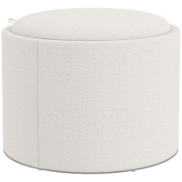 HOMCOM Puffs Taburete Acolchado de Lino con Almacenamiento Oculto y Tapa Reversible 56x56x42 cm Crema + Natural