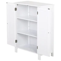 kleankin Meuble de Salle de Bain, Meuble Gain de Place Polyvalent avec Armoire 2 Étagères 2 Portes Poignées en MDF 60 x 30 x 80cm Blanc(m-1)