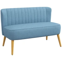 HOMCOM Canapé 2 Places au Style Rétro, Rembourrage Doux, Revêtement Facile à Entretenir, jusqu'à 150 kg, 117 x 56,5 x 77 cm, Bleu(m-7)