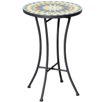 Outsunny Mesa Auxiliar de Jardín en Metal con Tapa de Mosaico, 35,5x53,5 cm