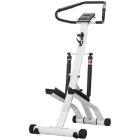 SPORTNOW STEPPER con 12 niveles de resistencia, pantalla LCD, 2 ruedas, 80 cmx61 cmx134 cm, Blanco + Negro