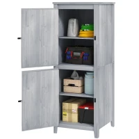 Outsunny Armario de madera compacto para herramientas de jardín, armario de jardín con puertas con cerradura, gris claro(m-7)