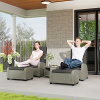 Outsunny 5-Piece Rattan Garden Furniture Set with Cushions - Charcoal Grey(m-2)