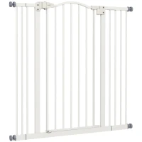 PawHut Puerta para Perros Extensible con 4 Tornillos Ajustables, en Metal y Plástico, 74-100x94 cm, Blanco(m-1)