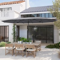 Outsunny Ombrellone Doppio 436 x 260 cm, Protezione UV Ombrellone in Acciaio con Manovella, Grigio Scuro(m-2)