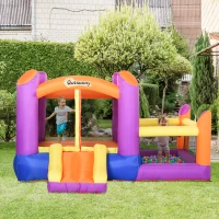 Outsunny Castillo Hinchable para Niños en el Jardín, Parque Acuático Inflable con Tobogán Trampolín y Piscina Multicolor 280x250x170 cm(m-2)