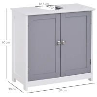 Kleankin Mueble de baño bajo lavabo - mueble de lavabo - armario de 2 puertas con estante - medidas 60x30x60 cm - en madera Gris Blanco(m-3)